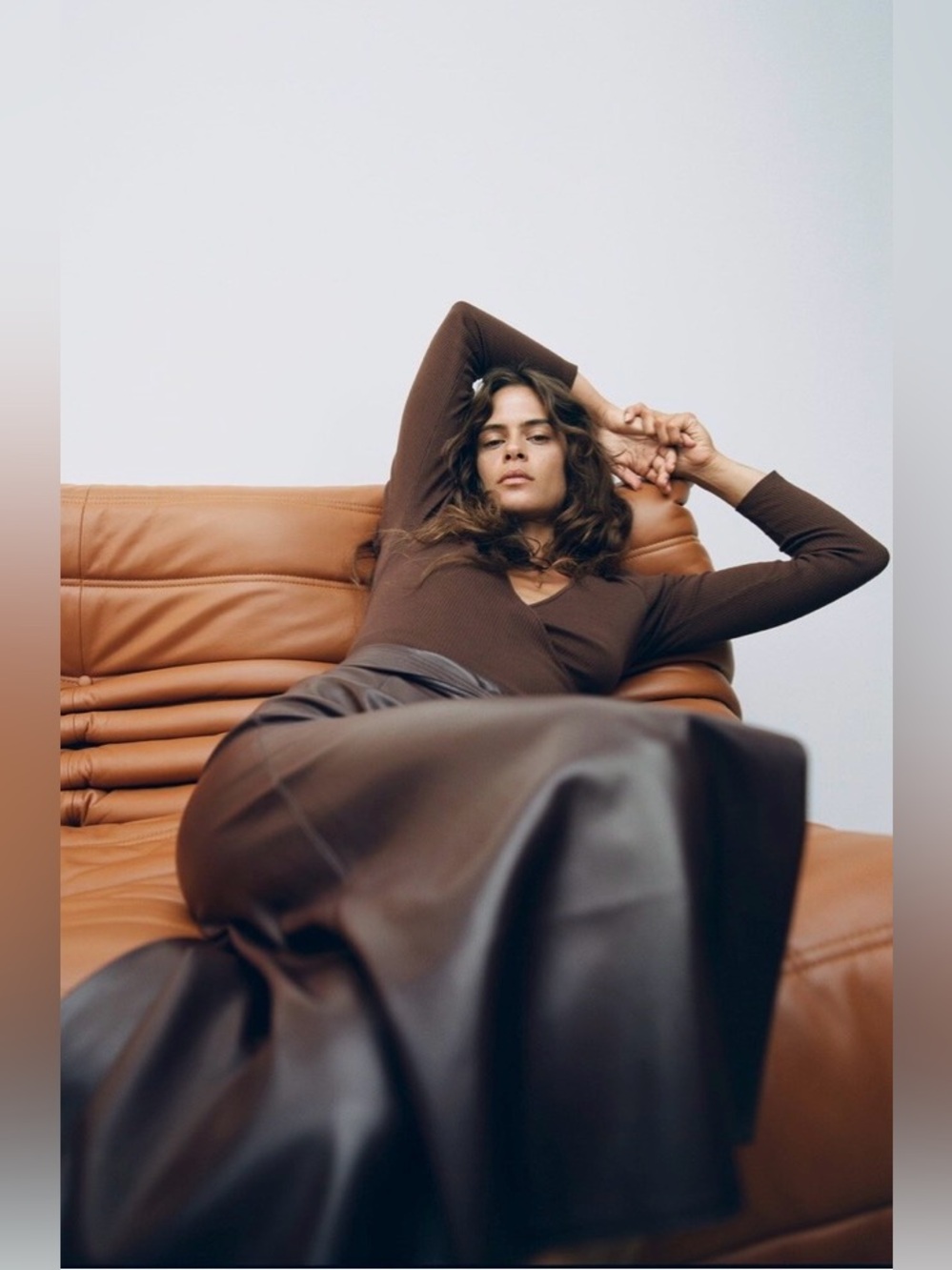 Zara Dark burgundy Faux Leather Skirt